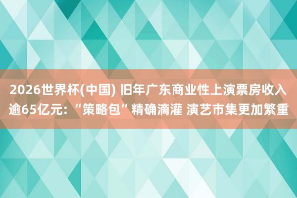 2026世界杯(中国) 旧年广东商业性上演票房收入逾65亿元: “策略包”精确滴灌 演艺市集更加繁重