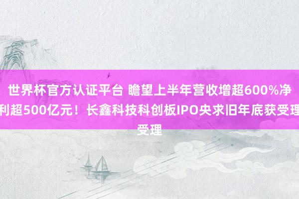 世界杯官方认证平台 瞻望上半年营收增超600%净利超500亿元！长鑫科技科创板IPO央求旧年底获受理