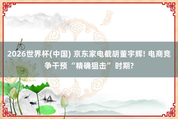 2026世界杯(中国) 京东家电截胡董宇辉! 电商竞争干预 “精确狙击” 时期?