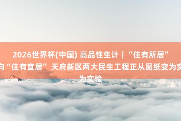 2026世界杯(中国) 高品性生计｜“住有所居”迈向“住有宜居” 天府新区两大民生工程正从图纸变为实验