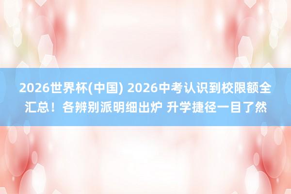 2026世界杯(中国) 2026中考认识到校限额全汇总！各辨别派明细出炉 升学捷径一目了然