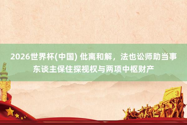 2026世界杯(中国) 仳离和解，法也讼师助当事东谈主保住探视权与两项中枢财产