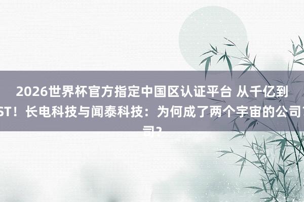 2026世界杯官方指定中国区认证平台 从千亿到ST！长电科技与闻泰科技：为何成了两个宇宙的公司？