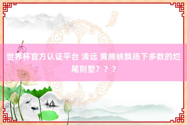 世界杯官方认证平台 清远 黄腾峡飘扬下多数的烂尾别墅？？？