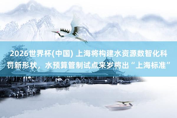 2026世界杯(中国) 上海将构建水资源数智化科罚新形状，水预算管制试点来岁将出“上海标准”