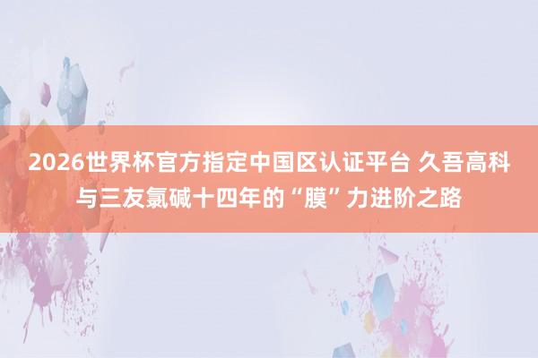 2026世界杯官方指定中国区认证平台 久吾高科与三友氯碱十四年的“膜”力进阶之路