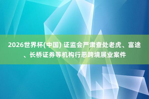 2026世界杯(中国) 证监会严肃查处老虎、富途、长桥证券等机构行恶跨境展业案件