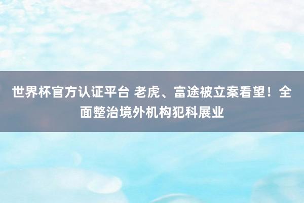 世界杯官方认证平台 老虎、富途被立案看望！全面整治境外机构犯科展业