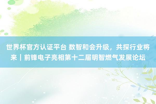 世界杯官方认证平台 数智和会升级，共探行业将来｜前锋电子亮相第十二届明智燃气发展论坛