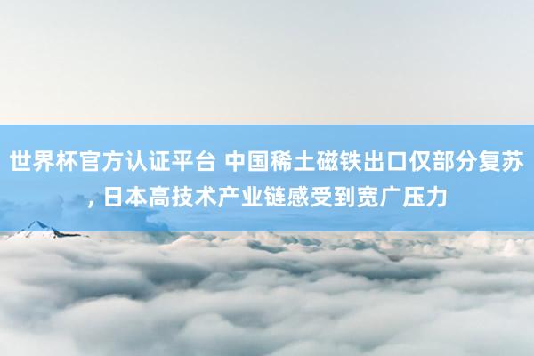 世界杯官方认证平台 中国稀土磁铁出口仅部分复苏， 日本高技术产业链感受到宽广压力