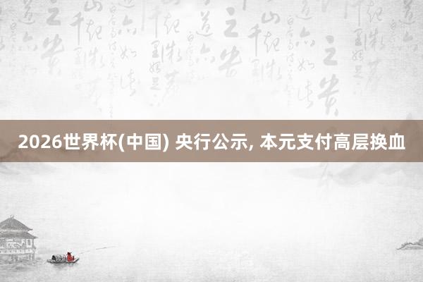 2026世界杯(中国) 央行公示， 本元支付高层换血