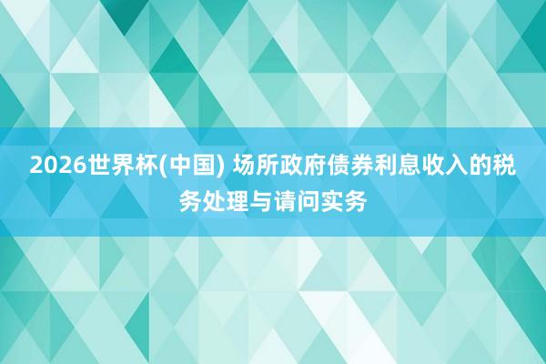 2026世界杯(中国) 场所政府债券利息收入的税务处理与请问实务