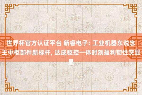 世界杯官方认证平台 新睿电子: 工业机器东说念主中枢部件新标杆， 达成驱控一体时刻盈利韧性突显