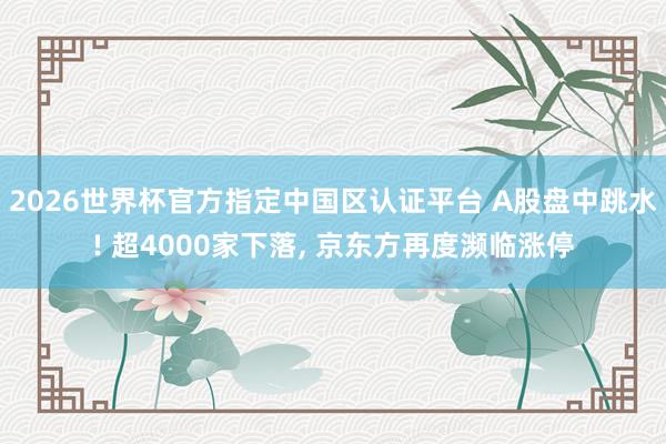 2026世界杯官方指定中国区认证平台 A股盘中跳水! 超4000家下落， 京东方再度濒临涨停