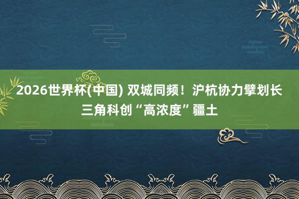 2026世界杯(中国) 双城同频！沪杭协力擘划长三角科创“高浓度”疆土