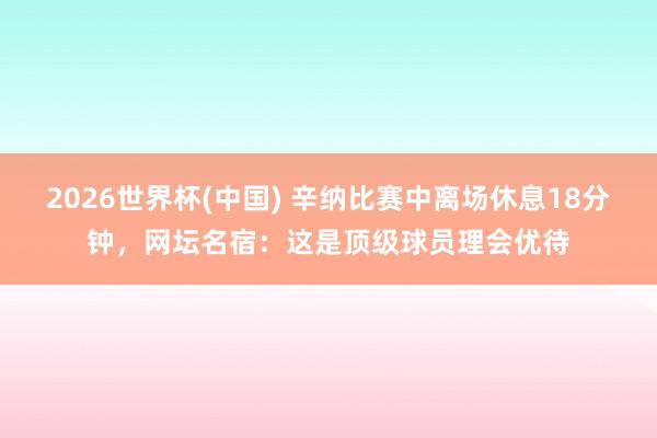 2026世界杯(中国) 辛纳比赛中离场休息18分钟，网坛名宿：这是顶级球员理会优待