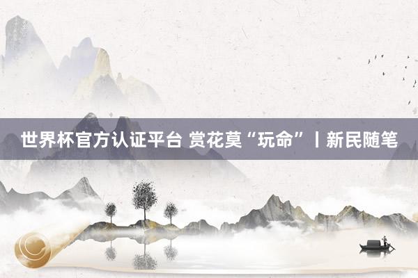 世界杯官方认证平台 赏花莫“玩命”丨新民随笔