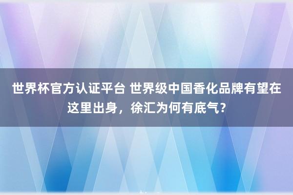 世界杯官方认证平台 世界级中国香化品牌有望在这里出身,徐汇为何有底气?