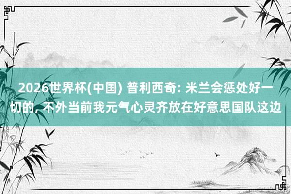 2026世界杯(中国) 普利西奇: 米兰会惩处好一切的, 不外当前我元气心灵齐放在好意思国队这边