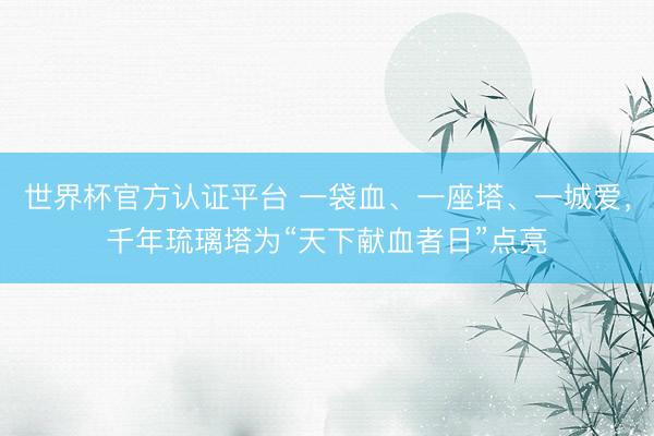 世界杯官方认证平台 一袋血、一座塔、一城爱,千年琉璃塔为“天下献血者日”点亮