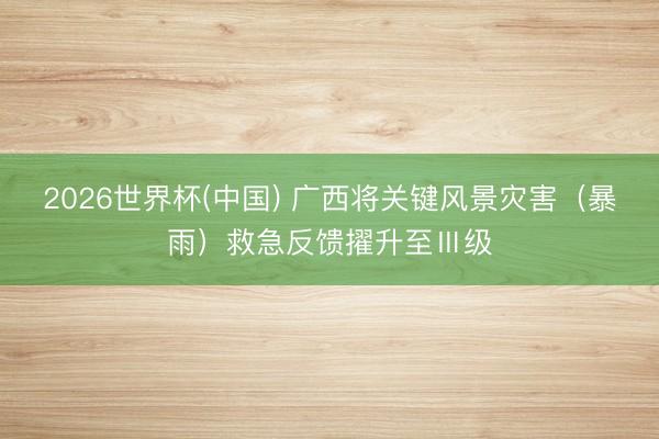 2026世界杯(中国) 广西将关键风景灾害(暴雨)救急反馈擢升至Ⅲ级