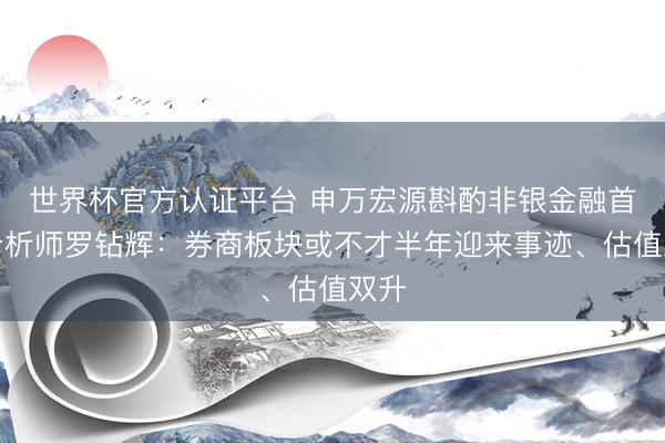世界杯官方认证平台 申万宏源斟酌非银金融首席分析师罗钻辉:券商板块或不才半年迎来事迹、估值双升